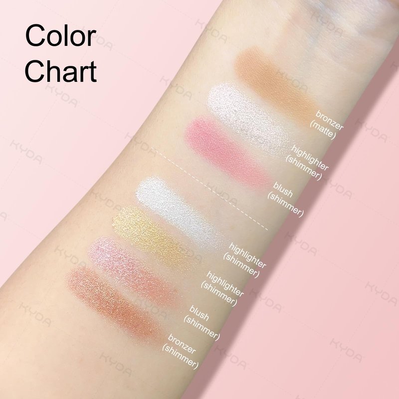 KYDA Eye & Cheek Palette, Eyeshadow and Highlighter Makeup, 4-In-1 Glow Face Palette for Women, Multiuse Blush, Highlighting Eye & Cheek Pallet for Mature Skin
