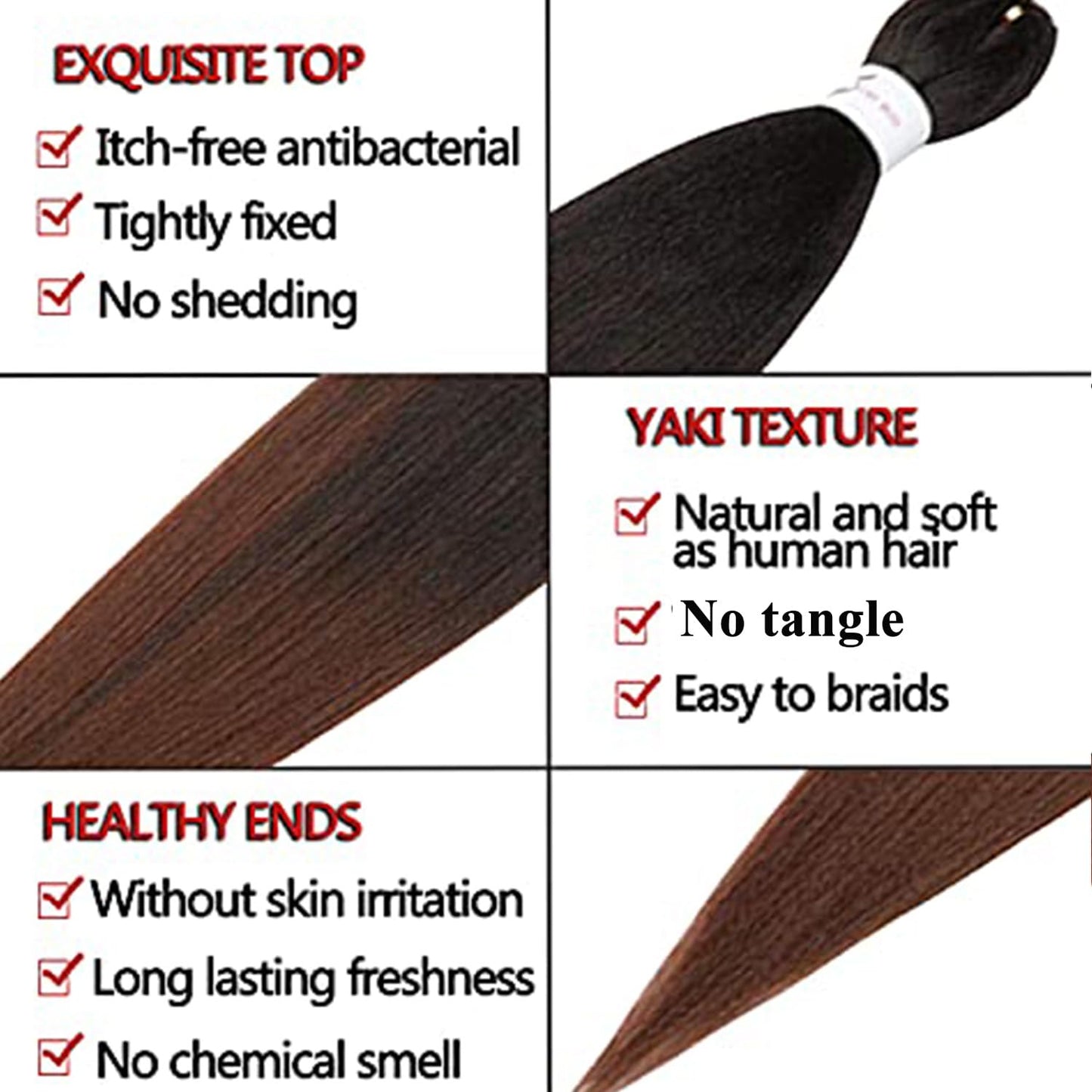 ShowCoco Easy Braid Pre Stretched Braiding Hair Ombre Natural Black to Brown 42 Inch Yaki Texture Easy Crochet Braids 8 Packs Hot Water Setting Synthetic Hair Extension for Braids (42inch,#1B/30)