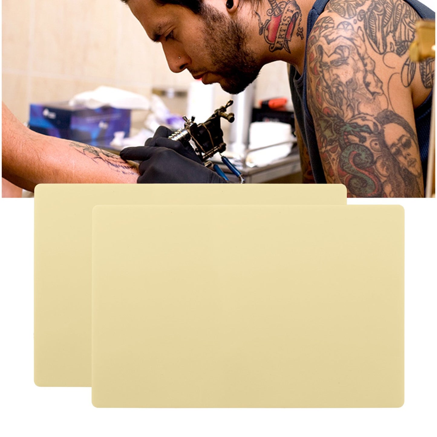 5pcs A4 Size 3MM Thick Synthetic Tattoo Practice Skin, Segbeauty Double-sided Tattoo Art Training Silicone Pads Tattoo Kit,Tattoo Artist Microblading Practice Skin Sheets, 11.8 inches x 7.9 inches