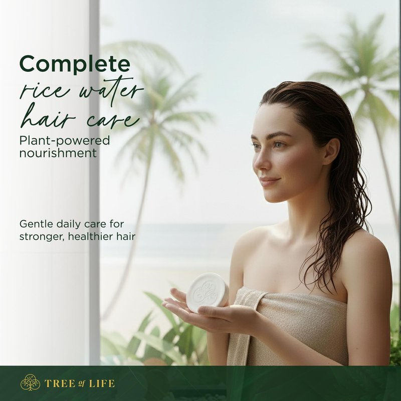 Tree of Life Rice Water Shampoo Bar and Conditioner Bar Set - Sulfate Free Hair Care That Strengthens, Repairs, and Delivers Frizz Control with Silky Shine