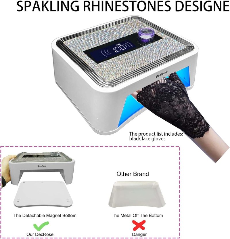 UV LED Nail Lamp - Cordless 120W Rechargeable Gel Nail Dryer with Timer | Portable Rhinestone Curing Light for Nail Art Enthusiasts