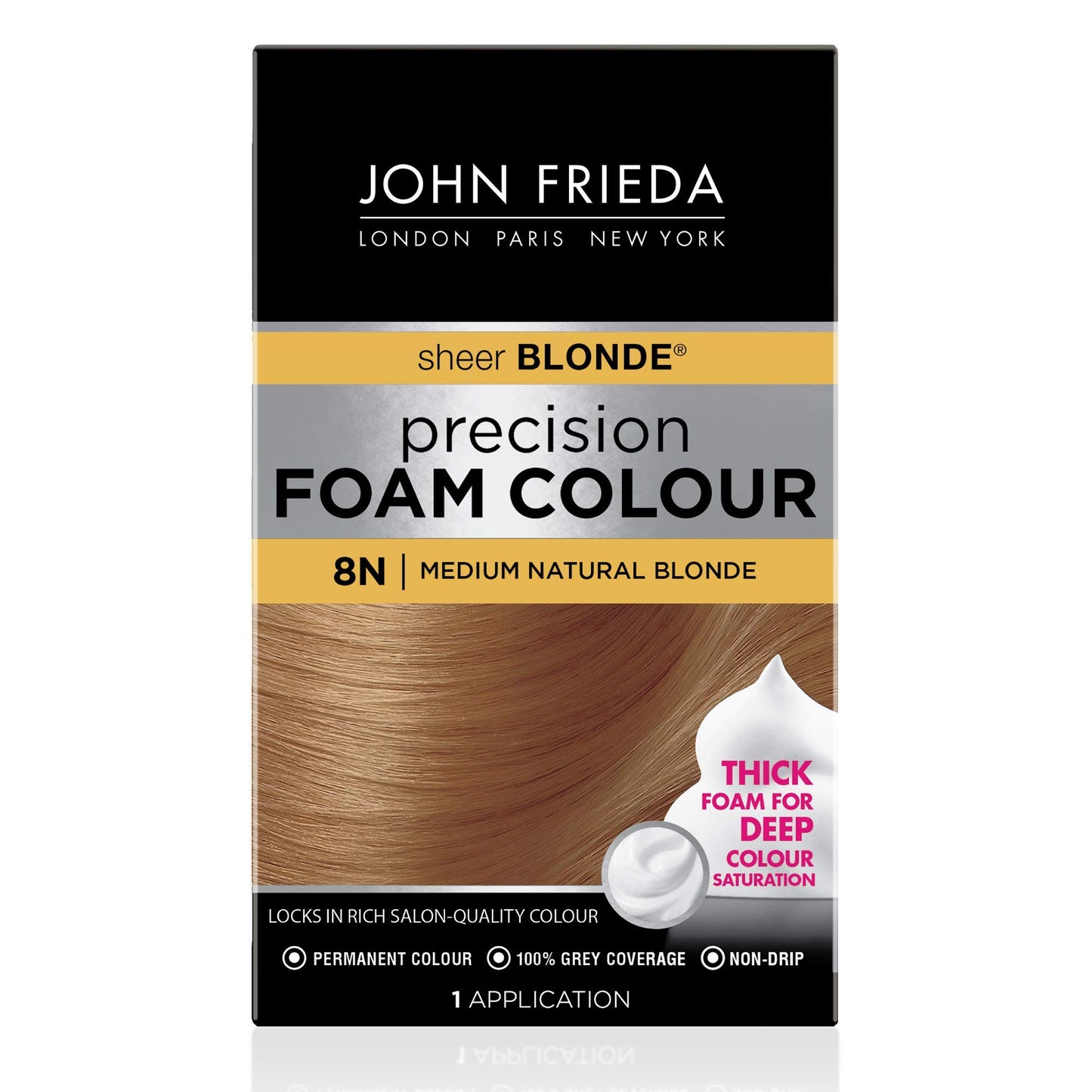 John Frieda Precision Foam Colour Medium Natural Blonde 8N, 1 Application