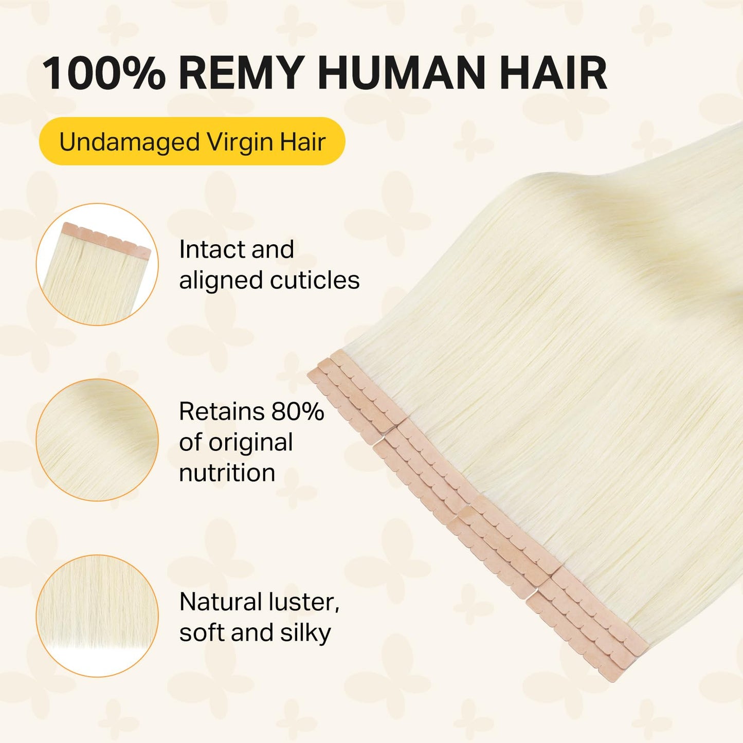 DOORES Tape in Hair Extensions, 16 Inch 10pcs 35g Platinum Blonde Mini Tape Weft Extensions Invisible Remy Real Human Hair Silky Straight DIY Seamless PU Weft Flexible Wear