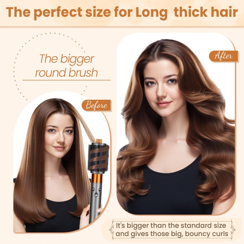 PUREGUST Upgraded Large Round Volumizing Brush for Dyson Airwrap HS01/05/08 Attachments, Bigger Round Brush Attachment Compatible with Airwrap Accessory for Dry Fast Smooth Add Big Volume