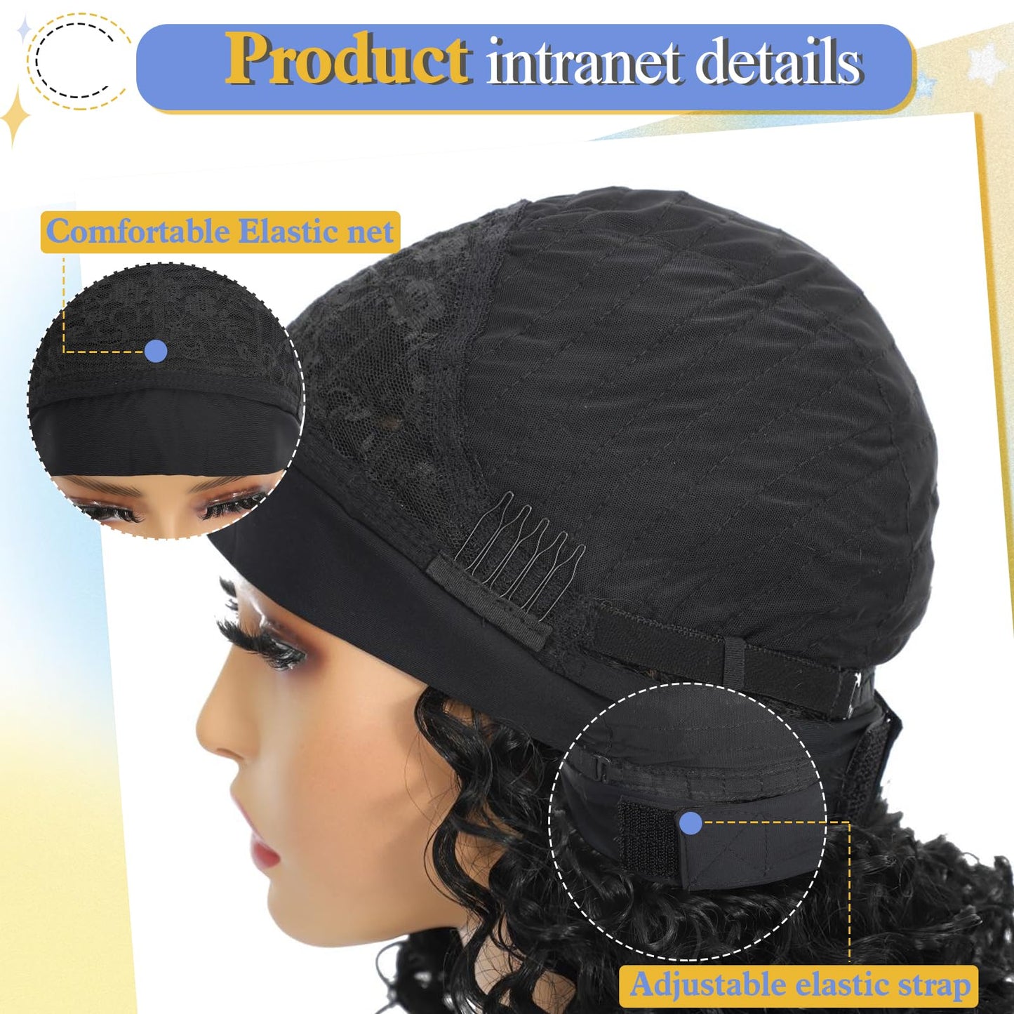 Usweety Headband Wigs Curly Short Deep Wave Wig 14 inches Synthetic Headband Wig for Women No Lace Wig Natural Color Bob Headband wig for Daily Use