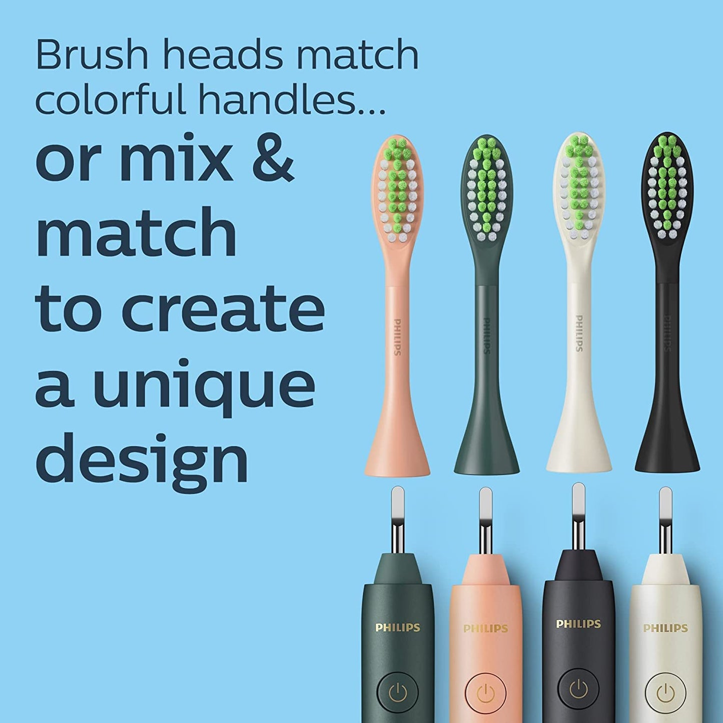 Philips One by Sonicare Genuine Replacement Electric Toothbrush Heads, 2 Brush Head Pack Up to 6 Month Supply, Shimmer Pink, BH1022/05