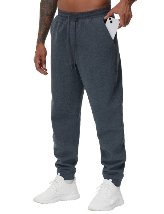 THE GYM PEOPLE Men's Fleece Workout Sweatpants Drawstring Tapered Running Lounge Jogger Pants with Pockets Dark Heather Grey