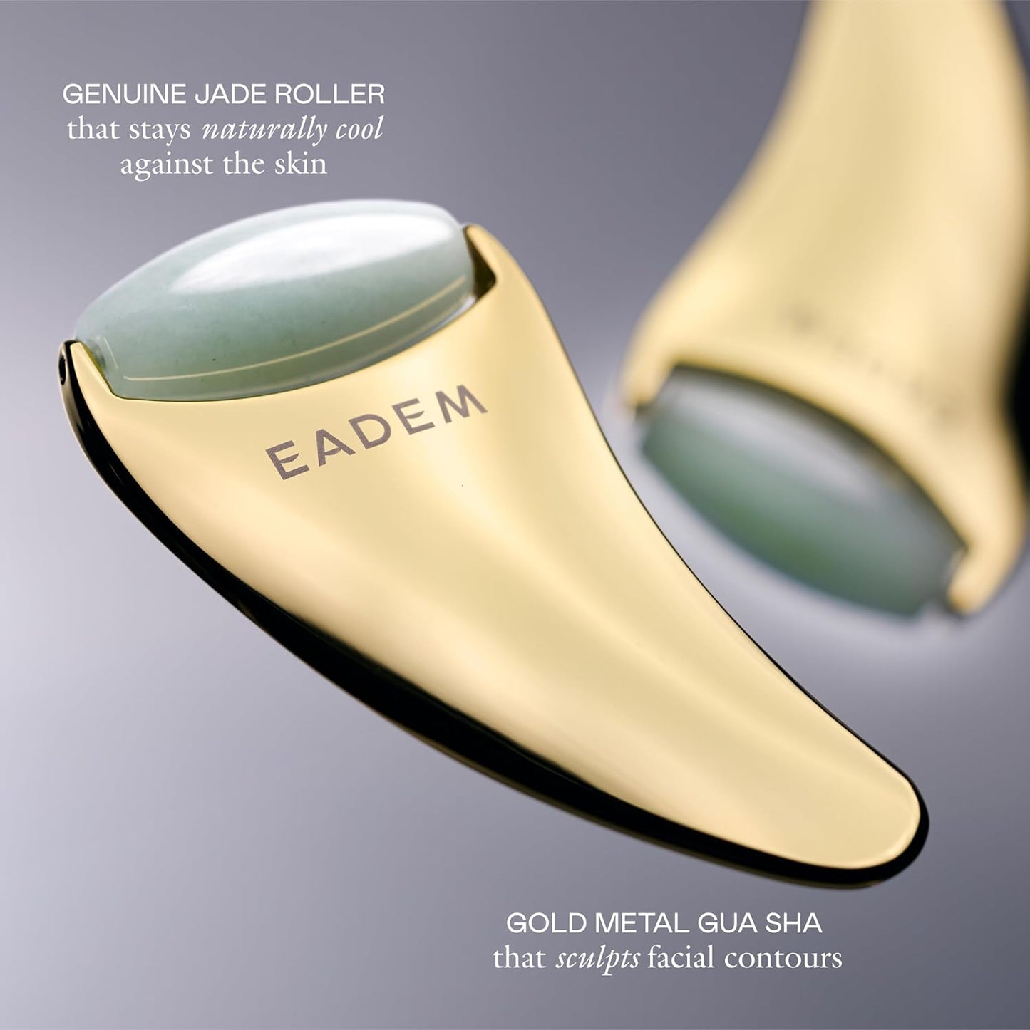 EADEM Gua Sha Facial Sculptor - Jade Roller & Chisel Tool for Skin Care Routine | Luxury Jawline Sculptor