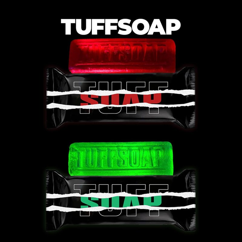 4-in-1 Men’s Fragrance Soap Bar | Natural All-in-One Body, Face, Hair & Shaving - 11 oz, TUFF RED (Energy) / TUFF GREEN (Skin Protection)