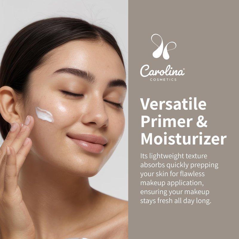 Carolina Cosmetics - Silk Complexion Plant-Based Moisturizer & Primer 30ml - Aloe Infused Hydration for Flawless Makeup Application w/Aloe, Rose Hip Oil & Candelilla Wax - Vegan, Organic, Gluten-Free