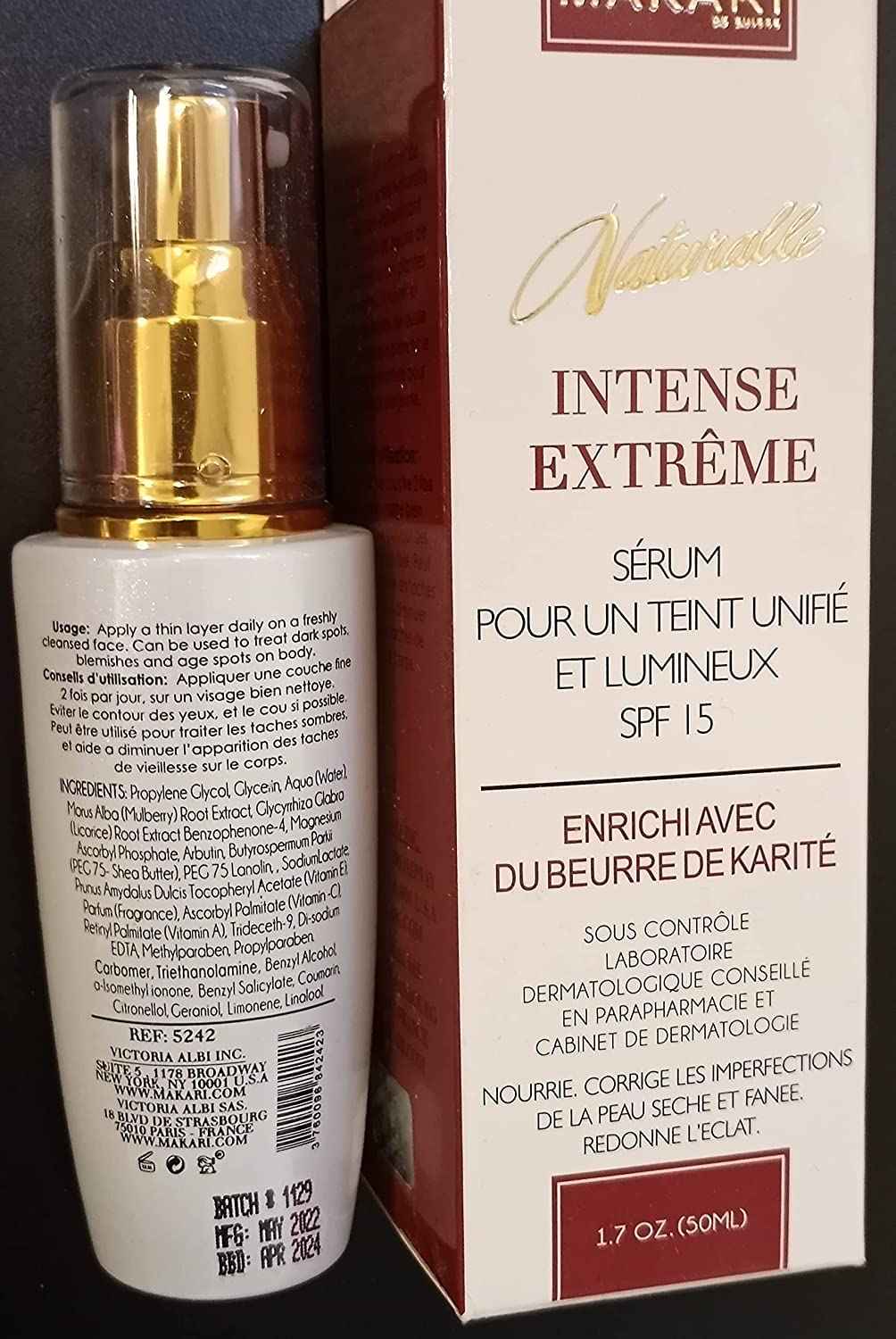 Makari Intense Extreme Toning Spot Treatment Serum SPF15 (1.7 oz) | Skin-Rejuvenating Serum with Shea Butter for Dry to Normal Skin Types | Helps Fade Blemishes, Soothe Wrinkles, and Brighten Skin