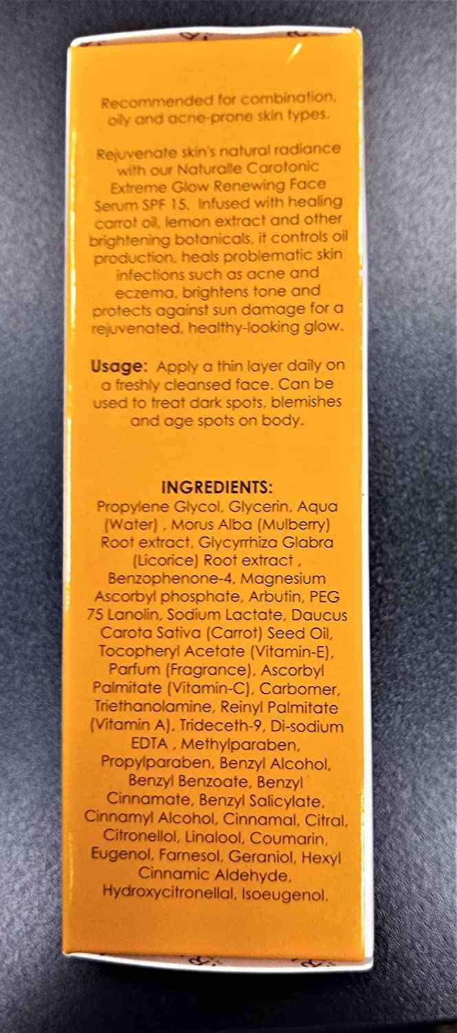 Makari Naturalle Carotonic Extreme Brightening Serum SPF15 (1.7 oz) | Helps Reduce Appearance Of Blemishes, Scars, and Imperfections | Brightens, Smoothens, & Gives Antioxidant Protection