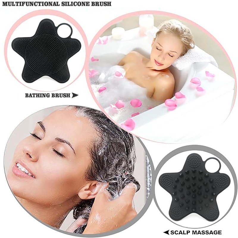 LUCKSTELLA Silicone Body Scrubber - Silver-Infused Dual-Sided Silicone Scrubber for Shower Body Brush & Loofah Alternative for Men Women, All Skin, Quick Dry, Easy to Clean - Coffee(1-Pack)