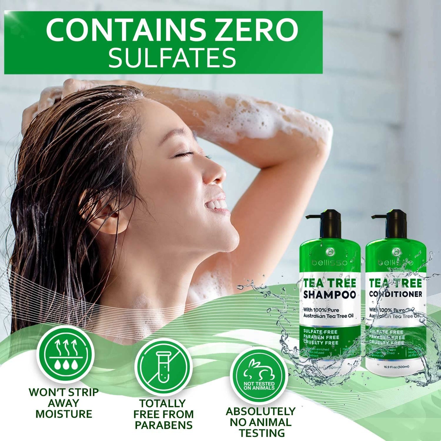 Tea Tree Oil Shampoo & Conditioner Set - Nourishing Hair Care | 16 Fl Oz