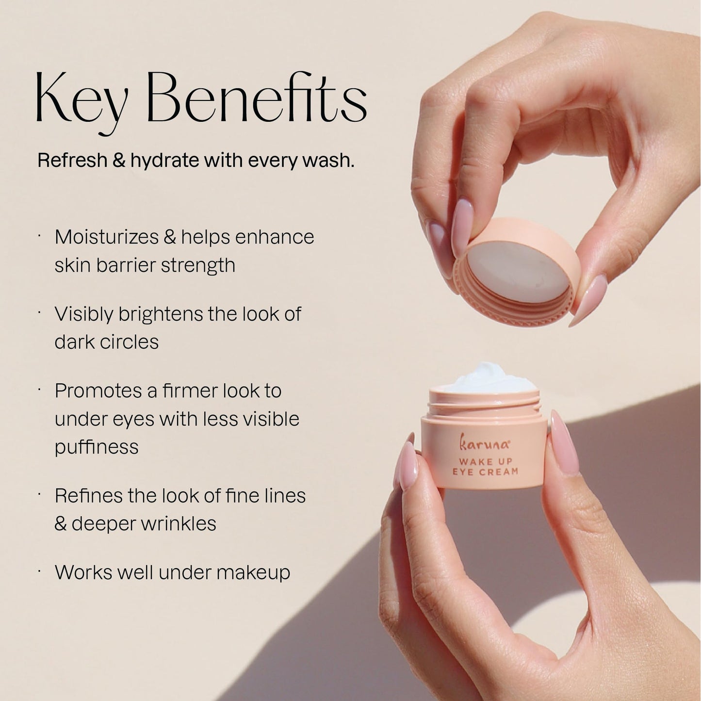 Karuna - Wake Up Eye Cream with Coffee Cherry & Tri-Peptides, Caffeine Eye Cream, Under Eye Brightener, Anti Aging Serum, Moisturizer for Puffiness, Boost Collagen for Fine Lines & Dark Circles, 15 ml