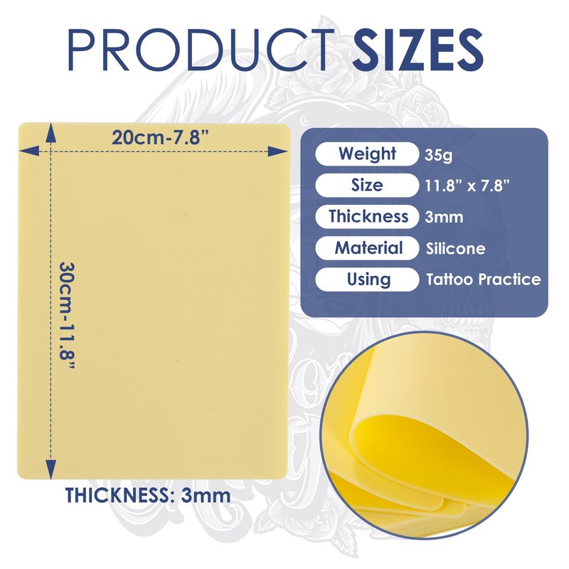 NISIMP 20pcs 3mm Tattoo Practice Skin with Transfer Paper,5PCS Thickness Tattoo Fake Skin Practice Kit Double Side and 15pcs Tattoo Stencil Paper for Tattoo Beginners Practice Tattoo Supplies