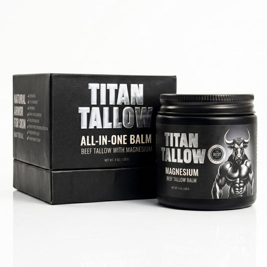Titan Tallow Balm for Face and Body with Magnesium - Grass-Fed, Grass-Finished Beef Tallow Moisturizer with Manuka Honey, Jojoba Oil, Rosehip Oil, Calendula Extract, and Vitamin E