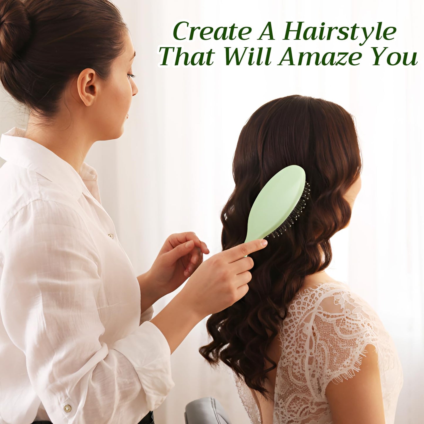 Yiyiring 30 Sets Bridal Shower Hair Brush Favors for Guests Sage Green Wet Detangling Brush bulk with Organza Bags Thank You Card for Wedding Baby Shower Party Gifts for Women