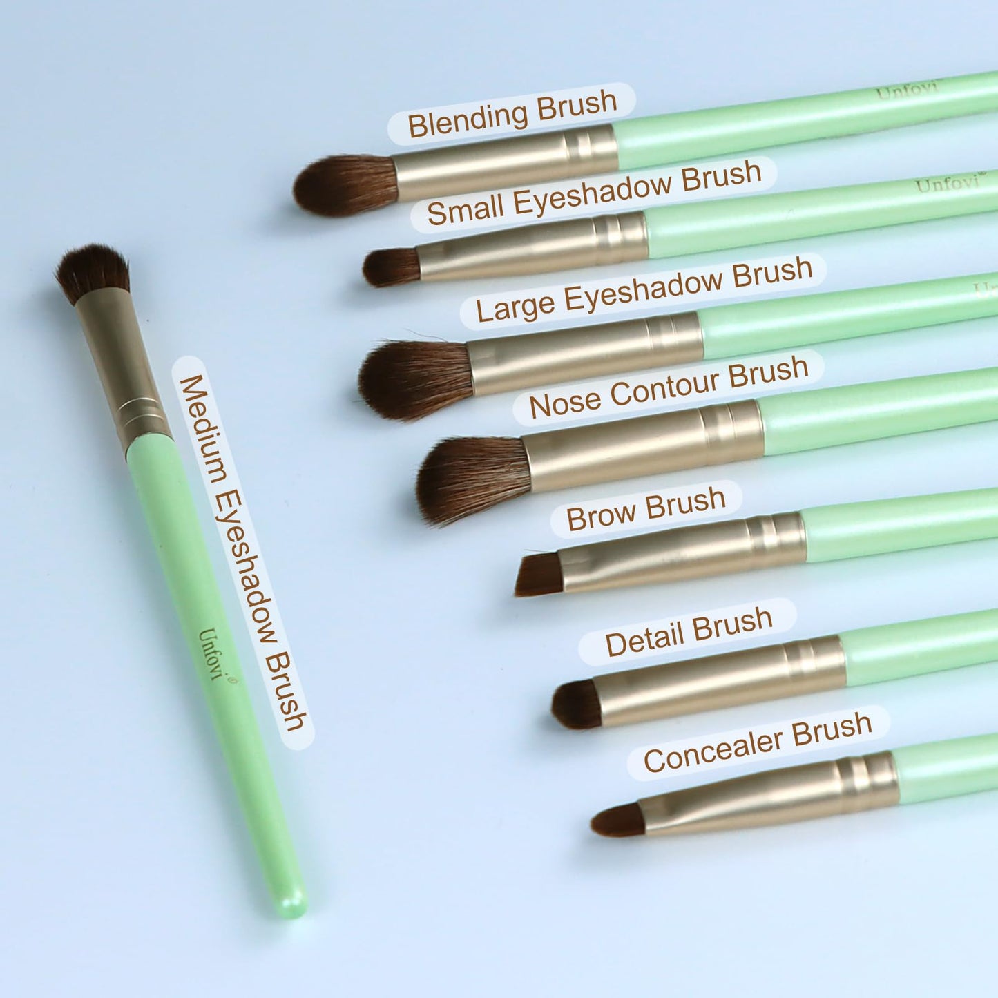 Unfovi 14 Pcs Makeup Brush Set, Cosmetic Brushes for Foundation, Concealer, Eyeshadow, Blush, Powder & Contouring, Professional Beauty Makeup Tools for Women & Beginners(Mint Green)