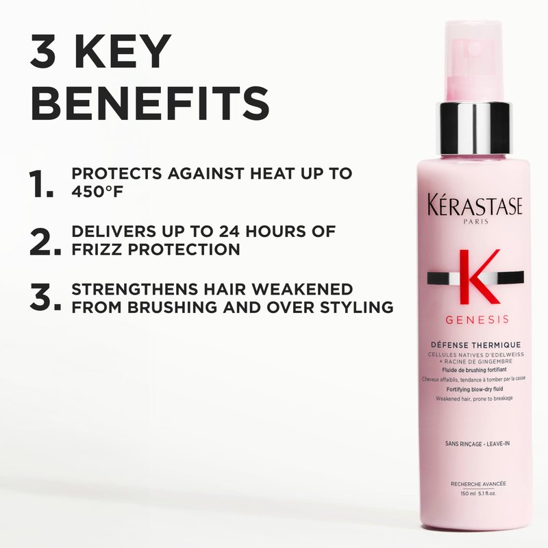 Kerastase Genesis Thermique Blow Dry Primer, Heat Protectant for Weak or Damaged Hair, Anti-Breakage, Detangles and Hydrates without Frizz, Sulfate Free and Defense Thermique, 5.1 Fl Oz