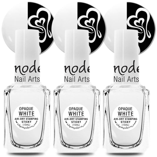 SheModern STICKY WHITE Stamping Polishes For Nail Art Design Air-Dry Collection. More Transfer Time with Tacky Surface for Easy Adhere of Pigment and Glitter for Creative Dry-Coloring