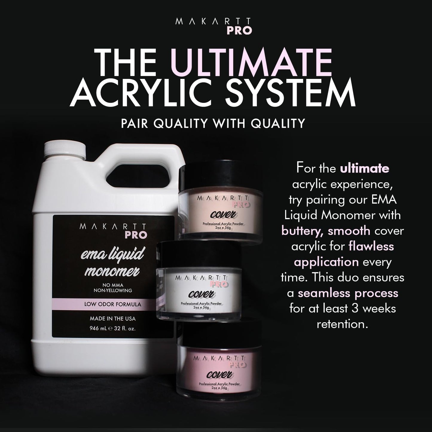 Low Odor Monomer - MMA Free, Non-Yellowing Formula for Acrylic Nails | 8 Fl Oz, Made in USA