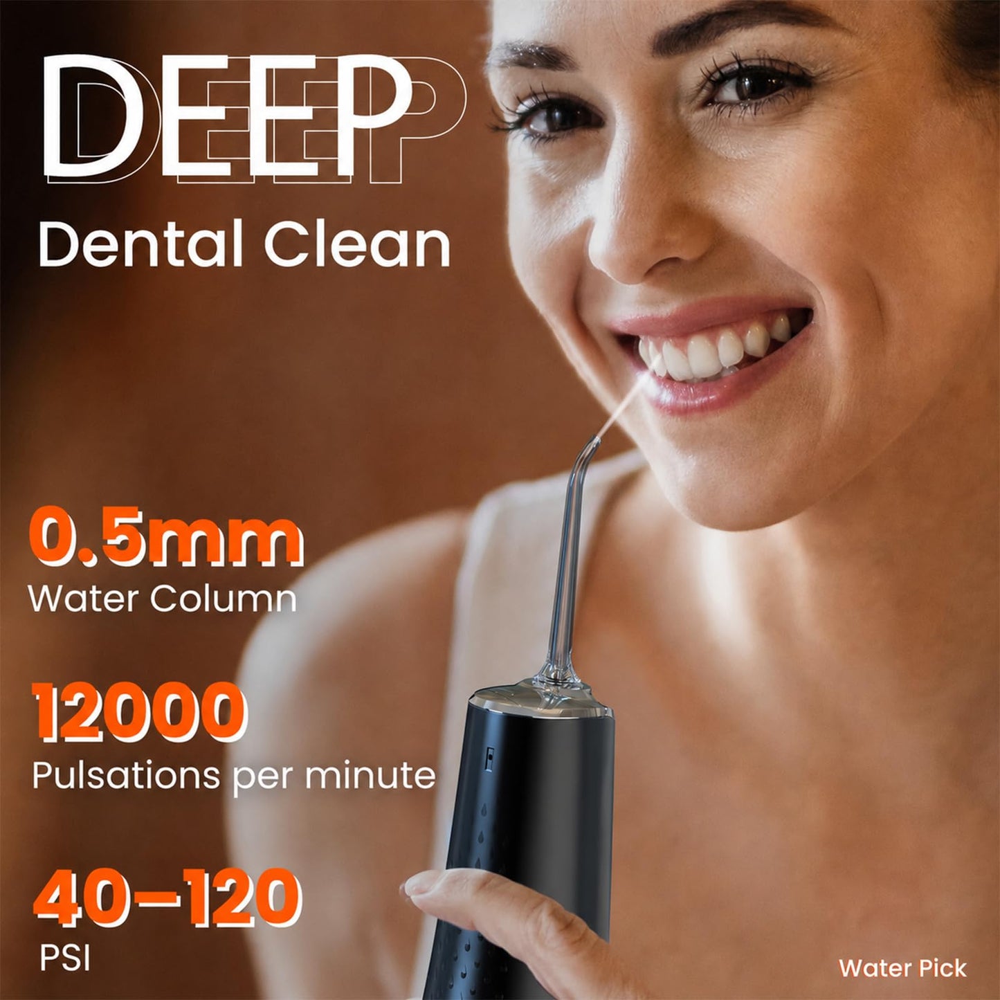 Water Dental Flosser Pick for Teeth - 300ML Portable Cordless Oral Irrigator, Rechargeable Irrigation Cleaner Professional Electric Flossing Machine for Teeth Cleaning Power Flosser Travel (Black)