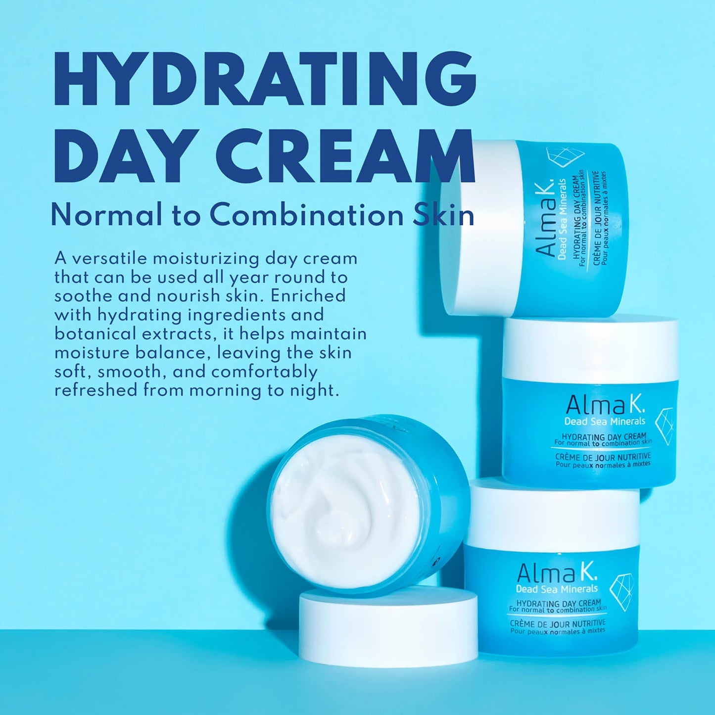 Alma K Hydrating Day Cream - Day Face Cream for Normal to Combination Skin - Daily Face Moisturizer - Non-Greasy Facial Moisturizer - 1.7 oz
