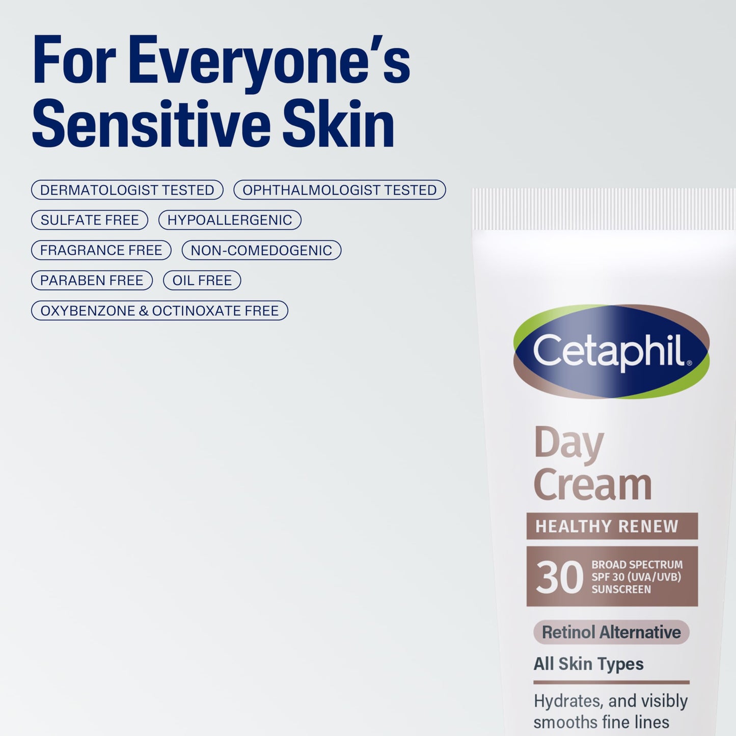 Cetaphil Healthy Renew Moisturizing Day Cream 1.7 Oz, Daily Moisturizer with SPF 30, Skin Tightening Anti Wrinkle Cream for Face with Peptides, Fragrance Free, Retinol Alternative For Sensitive Skin