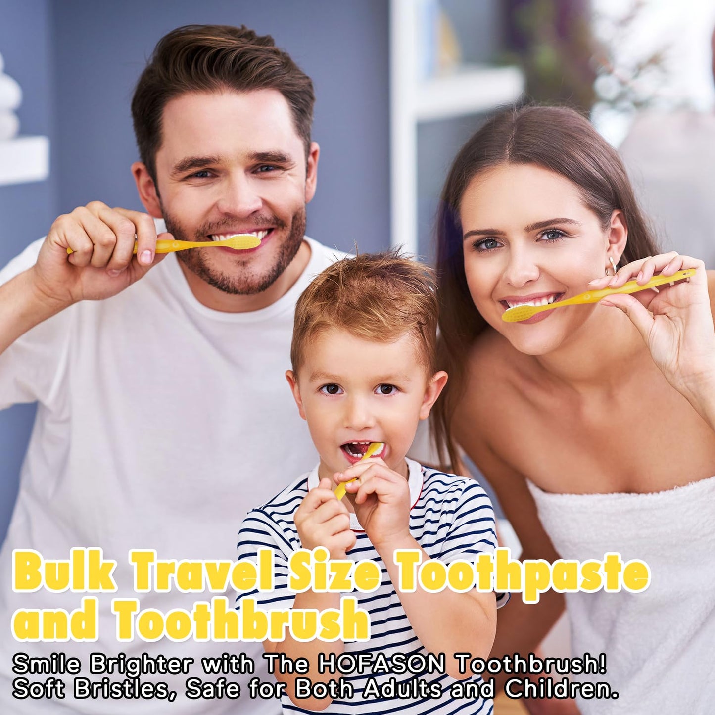 HOFASON Disposable Toothbrushes with Toothpaste Pack of 200, Bulk Travel Toothpaste and Toothbrush Set Yellow Hollow Toothbrush 5g Tooth Paste Individually Wrapped for Homeless Shelter Charity Hotel