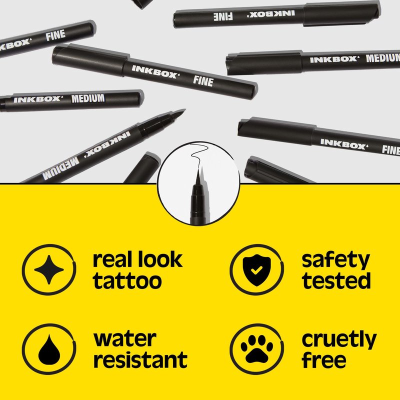 Inkbox Freehand Tattoo Marker – Fine Tip, Lasts up to 10 days, For All Skin Tones, Water-Resistant, Cruelty-Free & Vegan | Long-Lasting Temporary Tattoo Pen, All Artists Skill Levels -1 Count