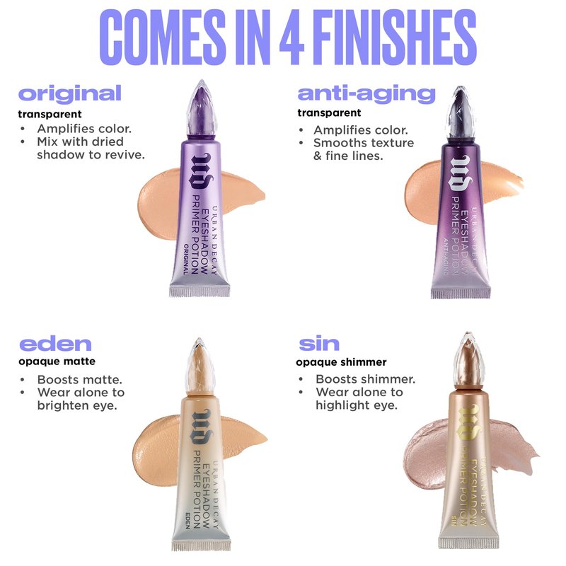 Urban Decay Eyeshadow Primer Potion - Nude Eyelid Base Travel Primer, for Smooth & Crease-Resistant Eye Makeup, Waterproof & Long-Lasting, Translucent Shade, Universal for All Skin Tones - 0.16 fl oz