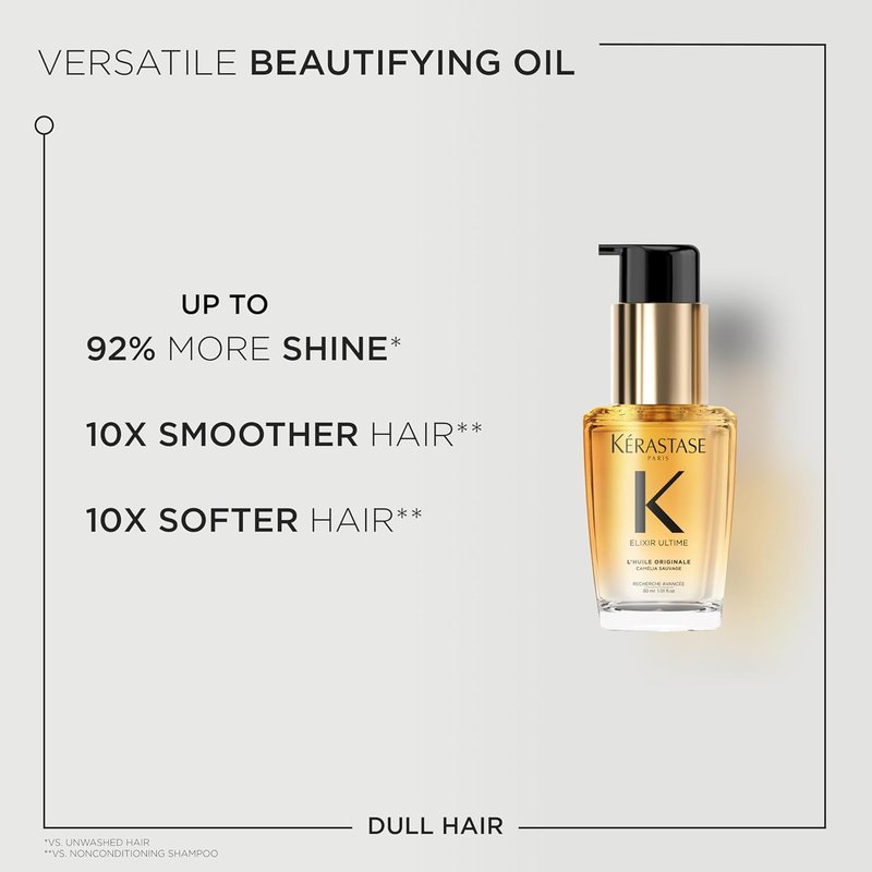 Kerastase Elixir Ultime Hair Oil - Hydrating & Smoothing Formula with Wild Camellia | Nourishes & Strengthens Hair