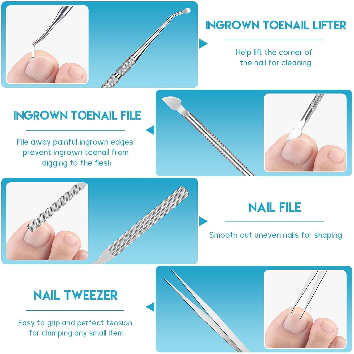 Ingrown Toenail Removal Kit - Professional Tool Set with Corrector Drops, Clipper & Nail File | Complete Pedicure Solution