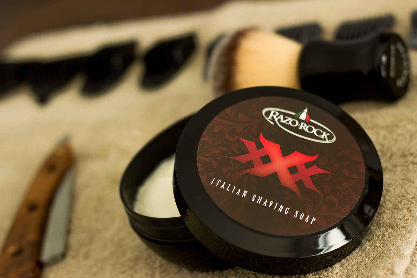 RazoRock XXX Italian Shaving Soap: Artisan Made Shaving Soap for Men - Tallow Based Shave Cream Soap for Wet Shaving - Rich, Creamy Lather and Classic Italian Barber Shop Scent - 5 Fl Ounces (150 ML)