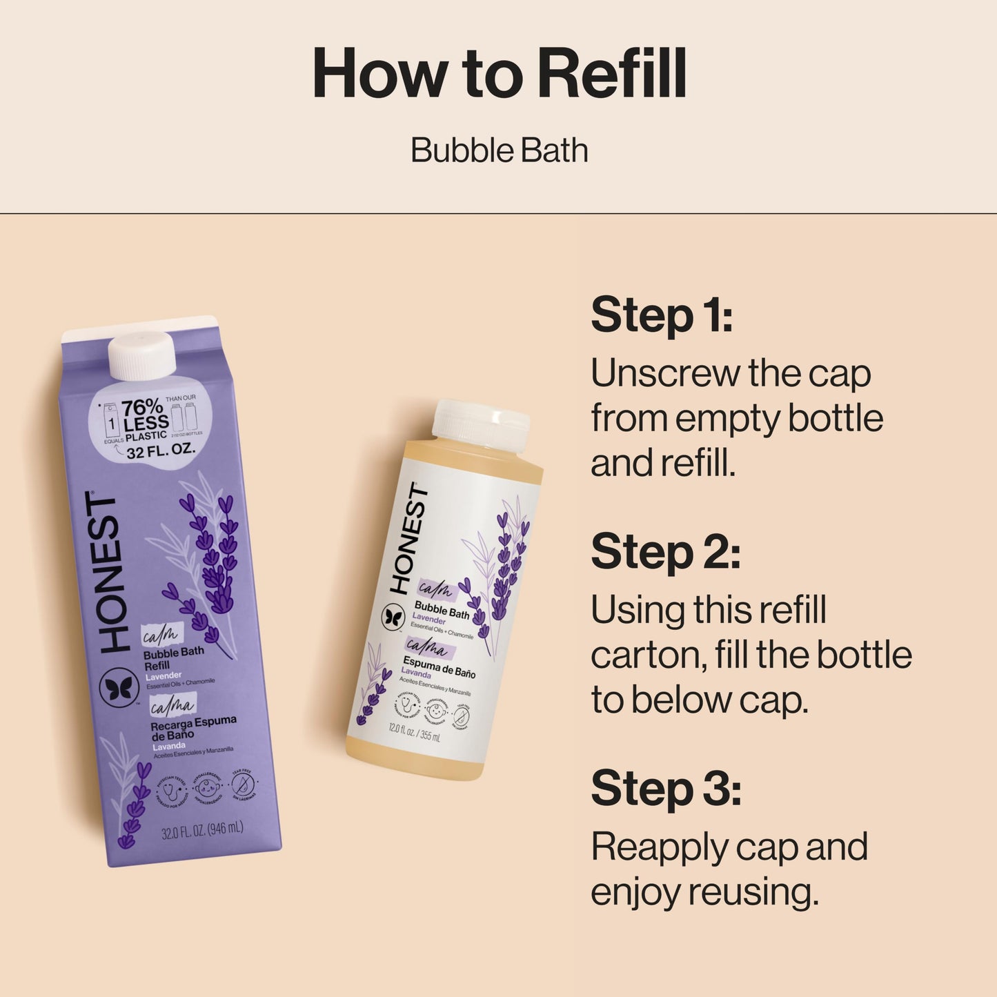 The Honest Company Bubble Bath, Hypoallergenic, Lavender Calm, 32 fl oz