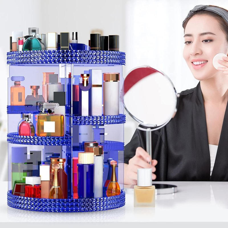 Makeup Organizer 360 Degree Rotating Cosmetic Storage Organizer, Acrylic Make Up Organizer, Large 7 Layers 360 Makeup Organizer, Fits Makeup Brushes, Lipsticks, Bathroom, Vanity, X-Large Purple