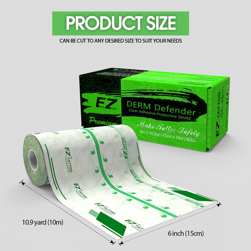 EZ Second Skin Tattoo Cover - Roll (6 inch X 10.9 Yard) Tattoo Aftercare Waterproof Bandage Adhesive Tattoo Skin Healing Wrap 2nd Skin Tattoo Protector for Skin Recovery Tattoo Supplies