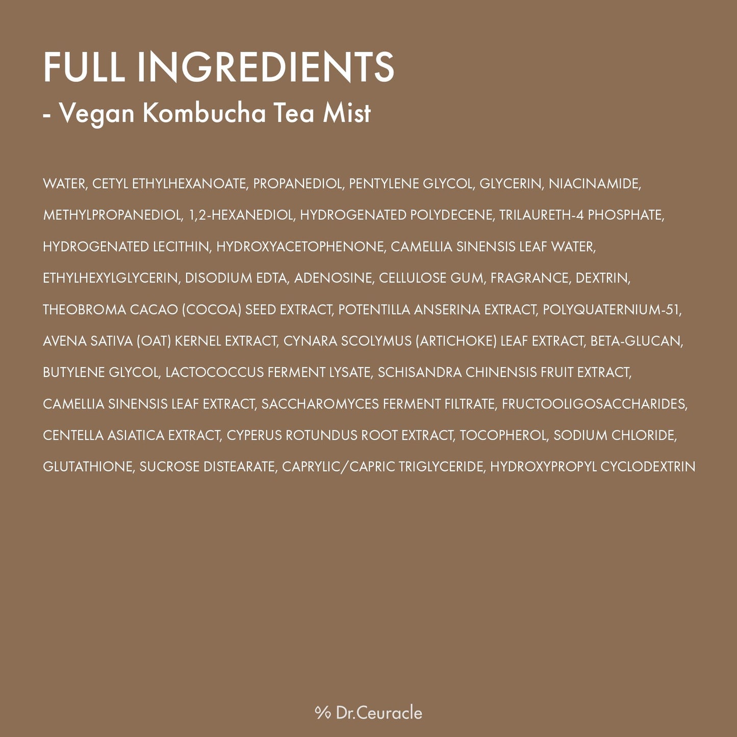 Dr.Ceuracle Vegan Kombucha Tea Mist - Hydrating Face Mist, Portable Milky Spray Serum, Korean Skincare for Stocking Stuffers (80 ml / 2.70 fl. oz.)