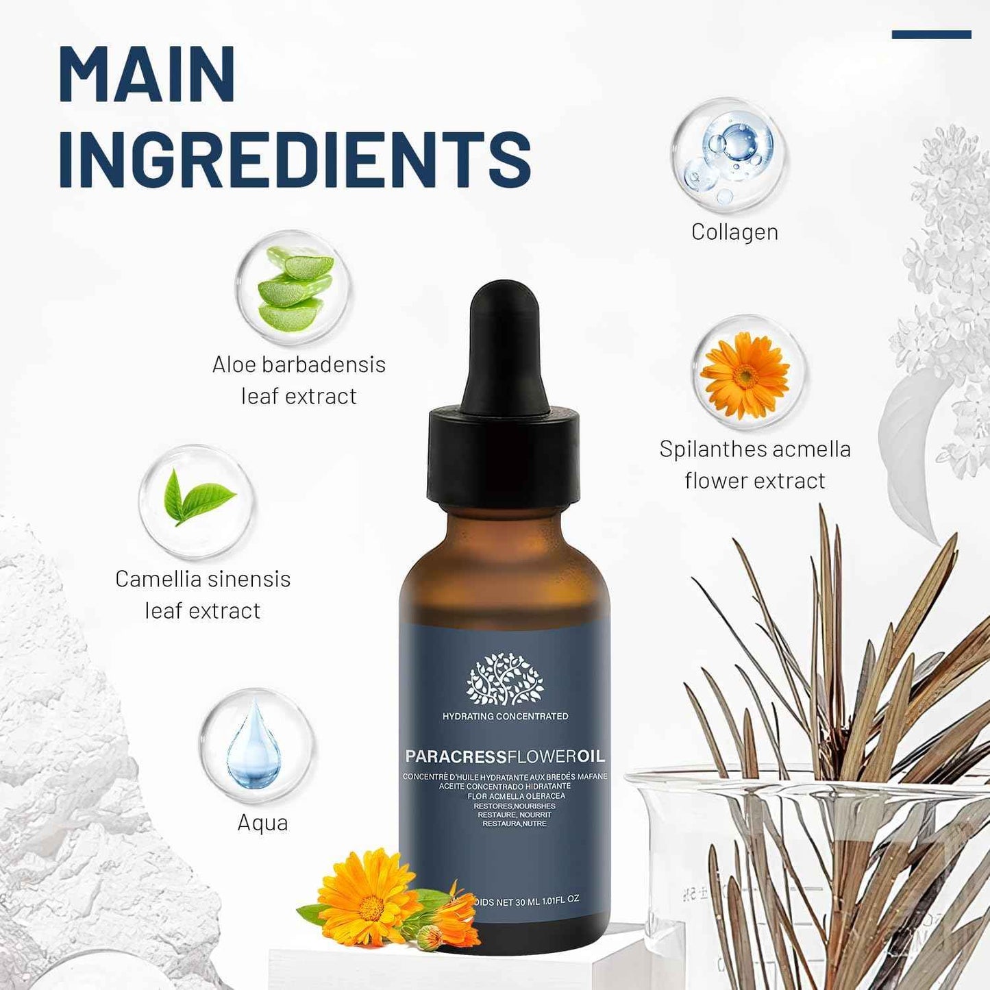 2PCS Paracress Facial Oil, Paracress Oil,Natural Paracress Extract Oil,Paracress Facial Serum Organic, Reduce Smooth Fine Lines and Wrinkles,for All Skin Types