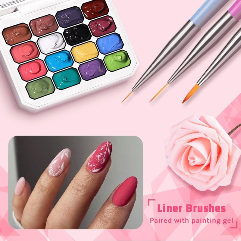 Karroy Sponges Pat Gel Nail Polish Palette, 16 Colors Blending Ombre Gel Polish Set Patting Gradient Painting Nails Art, No Wipe, UV/LED Cured, 100Sponges 6Brushes 1Grabber Tools Kit (Set 02)