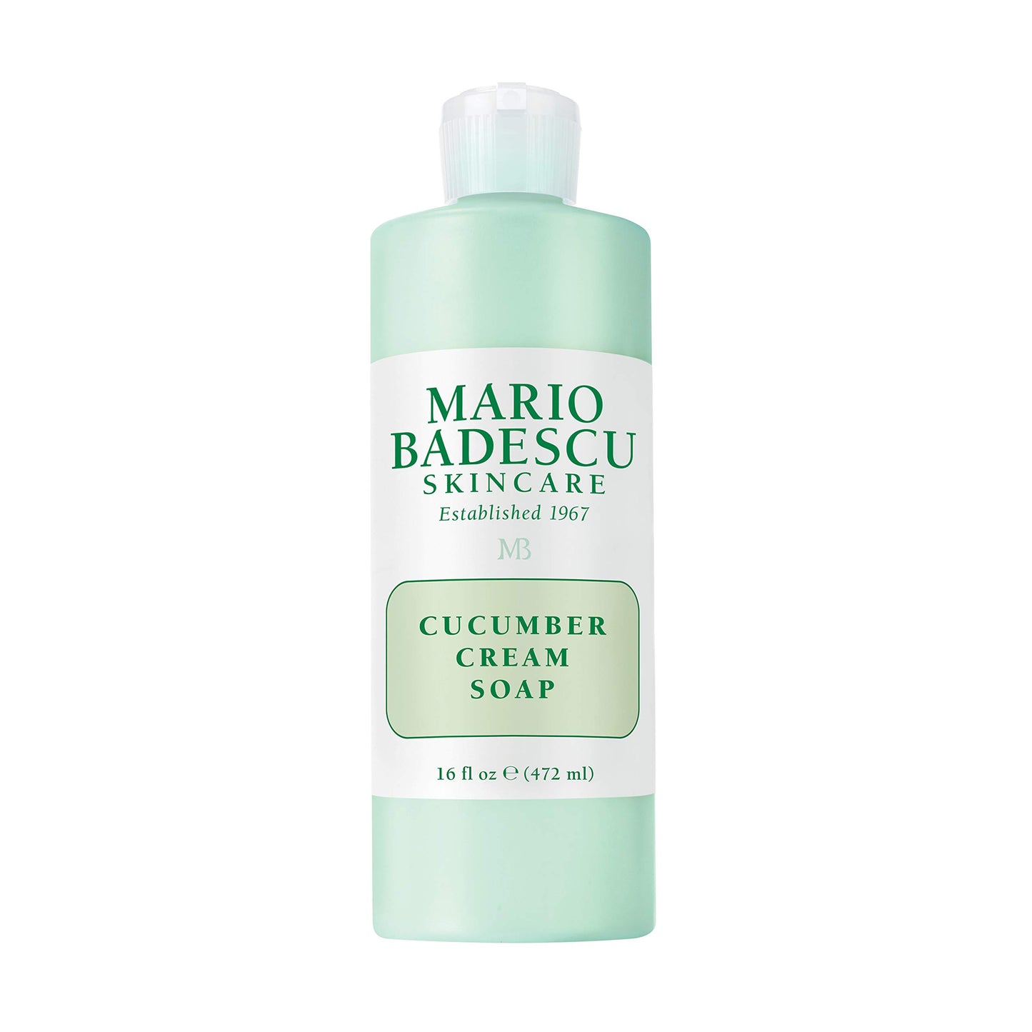 Mario Badescu Cucumber Cream Soap - Gentle Creamy Facial Cleanser Infused with Vitamins and Minerals - Removes Light Makeup, Oil and Impurities - Face Wash Ideal for Combination or Dry Skin, 16 Fl Oz.