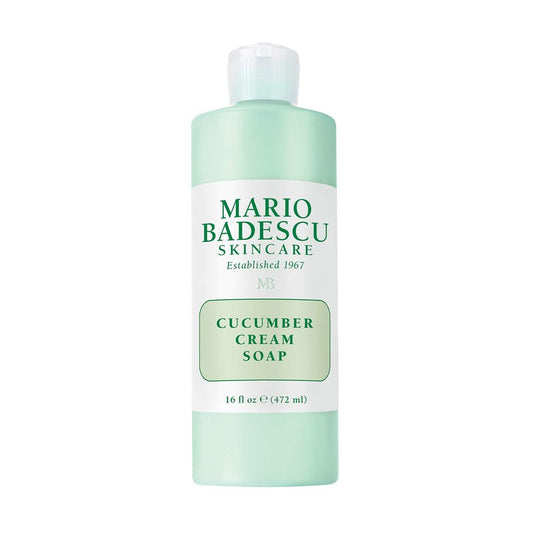 Mario Badescu Cucumber Cream Soap - Gentle Creamy Facial Cleanser Infused with Vitamins and Minerals - Removes Light Makeup, Oil and Impurities - Face Wash Ideal for Combination or Dry Skin, 16 Fl Oz.