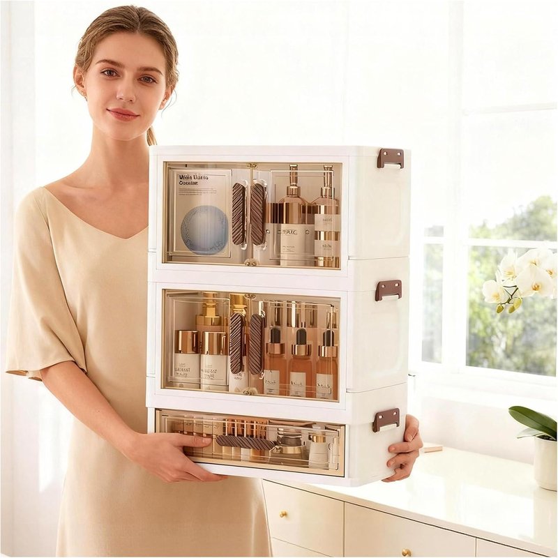 Stackable Desktop Organizer - Multi-Compartment Storage for Cosmetics, Jewelry & Essentials | 1 Drawer, 2 Layers