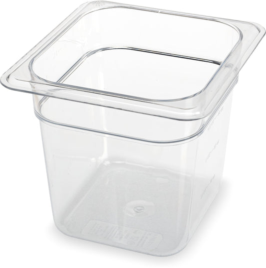 Carlisle FoodService Products Storplus Food Pan, Food Storage Container with Spoonable Corners for Catering, Buffets, Restaurants, Polycarbonate (Pc), 1/6 Size 6 Inches Deep, Clear