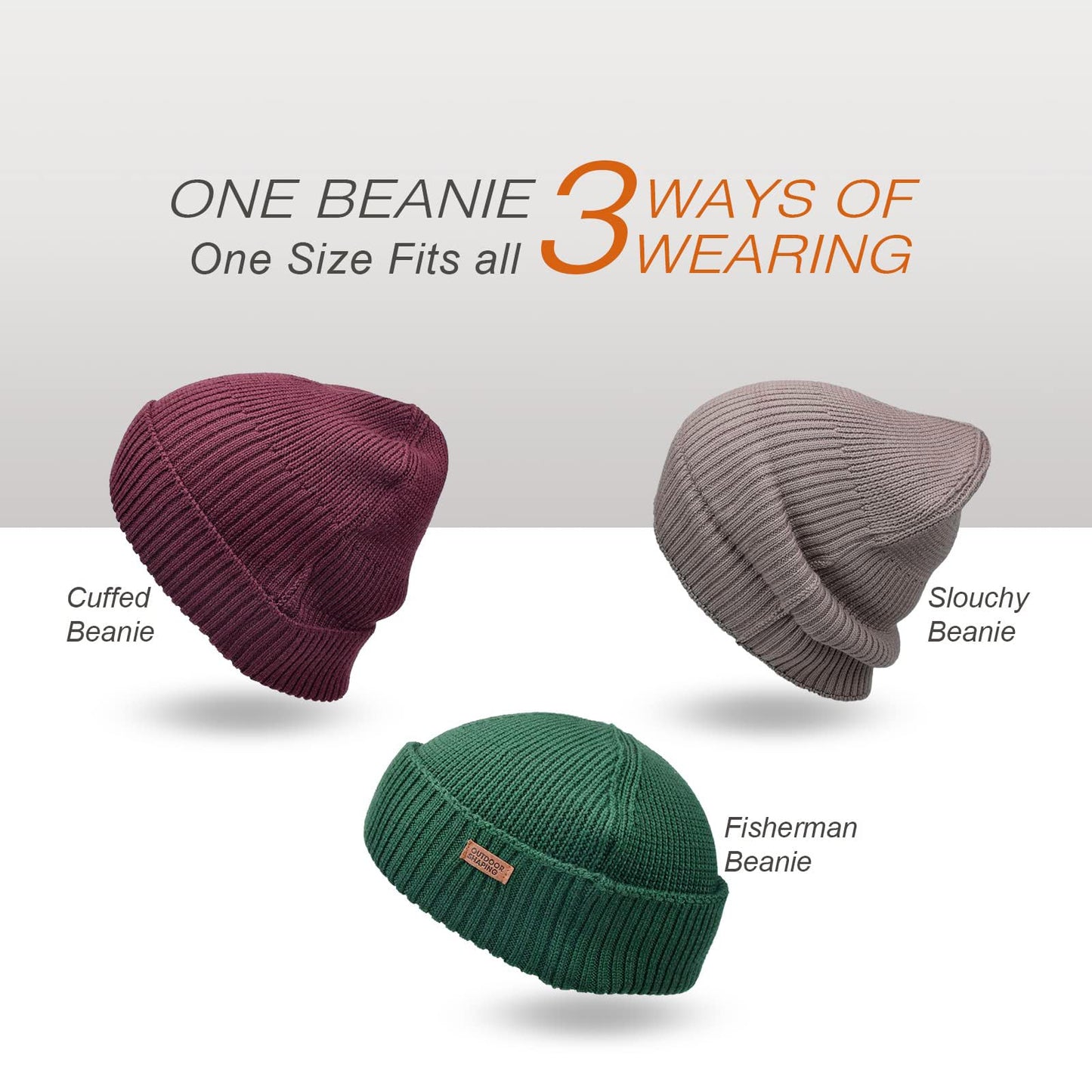 OUTDOOR SHAPING Merino Wool Short Fisherman Beanies for Men Women, Knit Cuff Trawler Beanie Cap, Winter Warm Daily Hat, Light Pink, One Size
