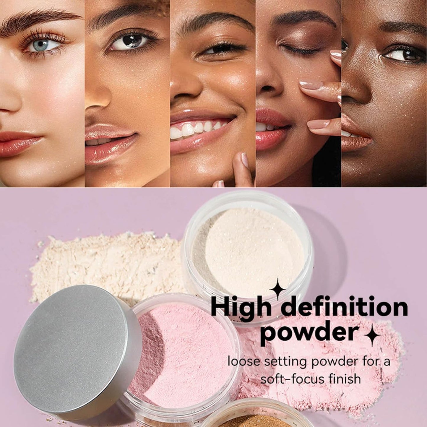 Translucent Shimmer Setting Powder - Waterproof Oil Control | Long-Lasting Face Highlighter for All Skin Types
