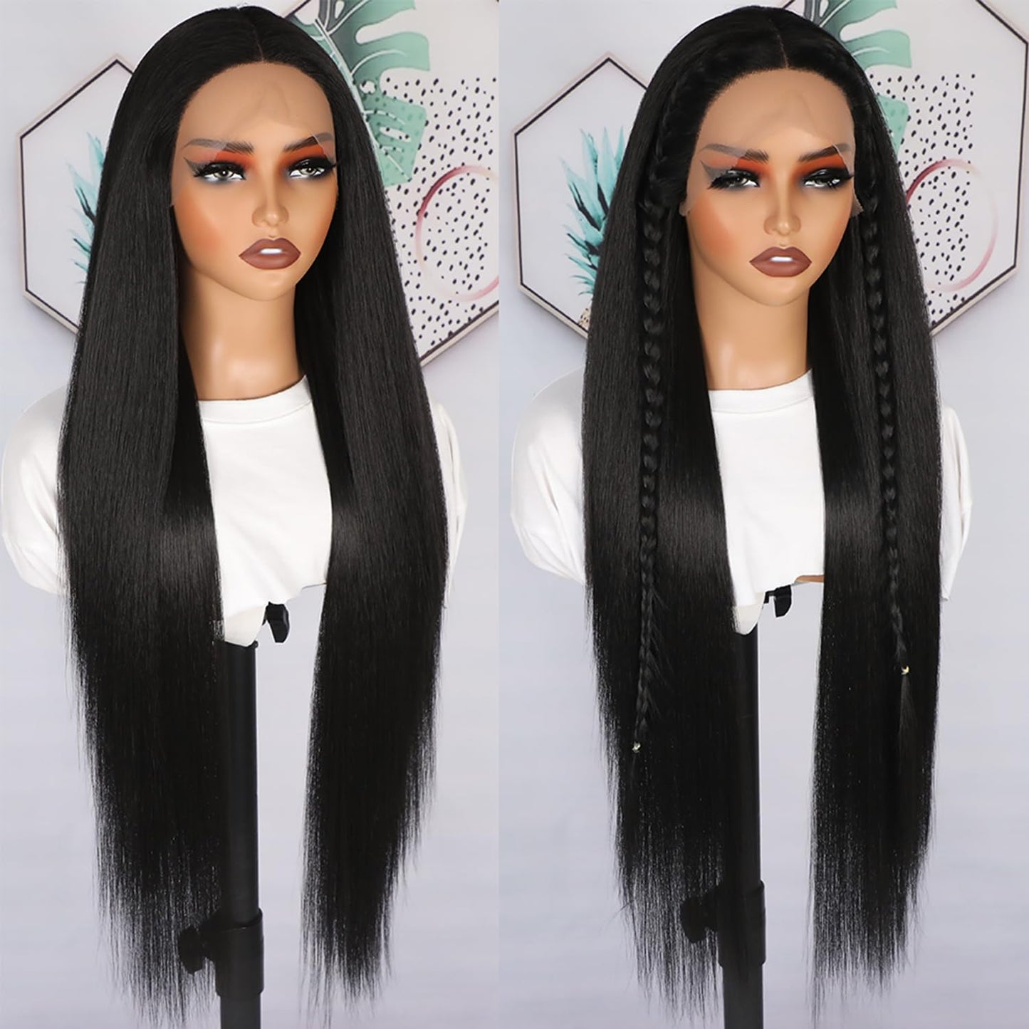 Lezaxiu Black Body Wave Lace Front Wigs Pre Plucked Ready to Wear Wigs Glueless Long Wavy Wig Heat Resistant Wear and Go Wig Synthetic Lace Front Wigs for Black Women
