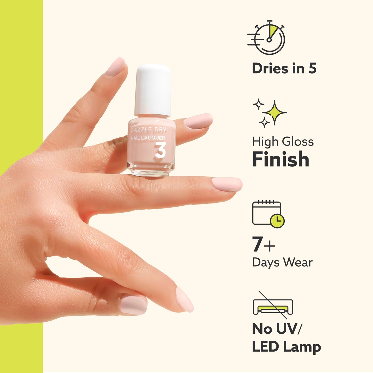 Dazzle Dry Mini Kit 4 Step System - At First Blush - A pale, subtle off-white pink. Full coverage cream. (5 Piece Kit / 5 Manicures)