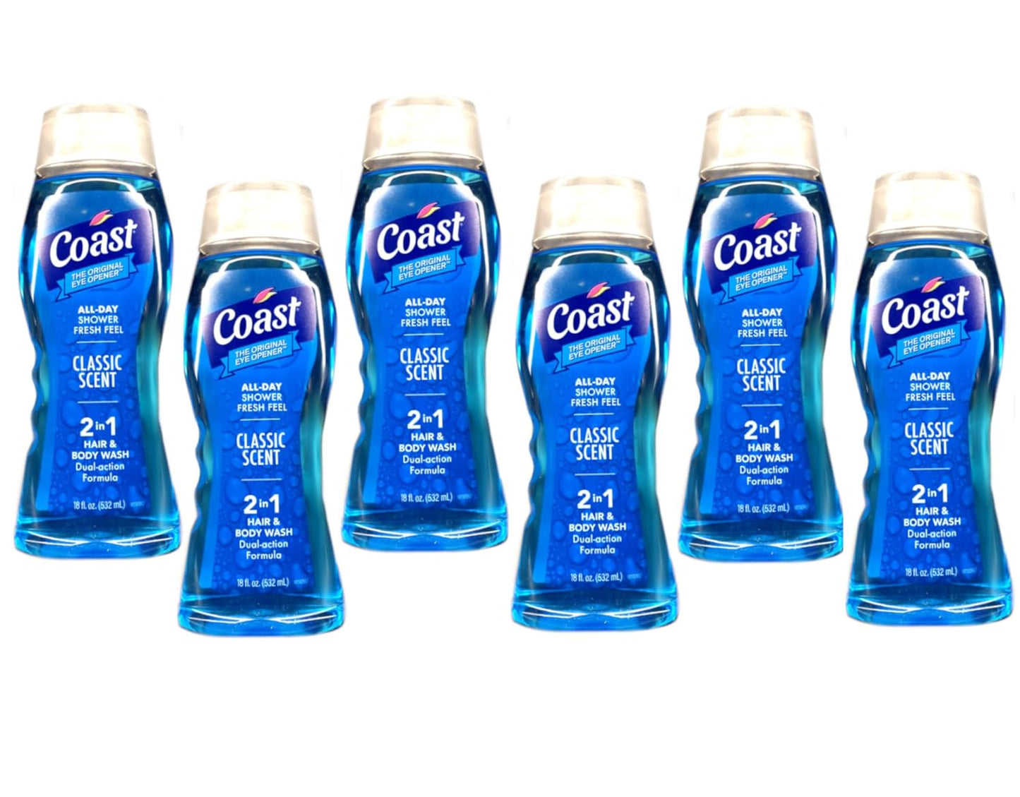 Coast 2-in-1 Hair & Body Wash - Classic Scent, 18 Oz | Pack of 6